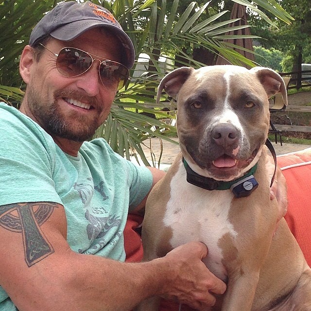 Cap, owner of Pit Fitness, with his pitbull